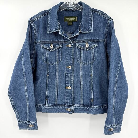 Eddie Bauer Jackets & Blazers - Eddie Bauer Womens Blue Denim Long Sleeve Button Front Jean Jacket Size Large